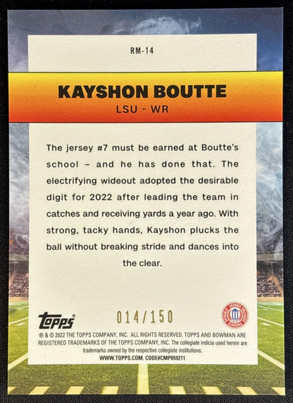 Kayshon Boutte 2022 University Chrome Ramblin' Man Aqua Refractor /150 Tigers back