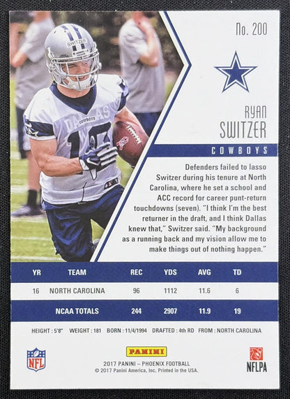 Ryan Switzer 2017 Panini Phoenix Cowboys back