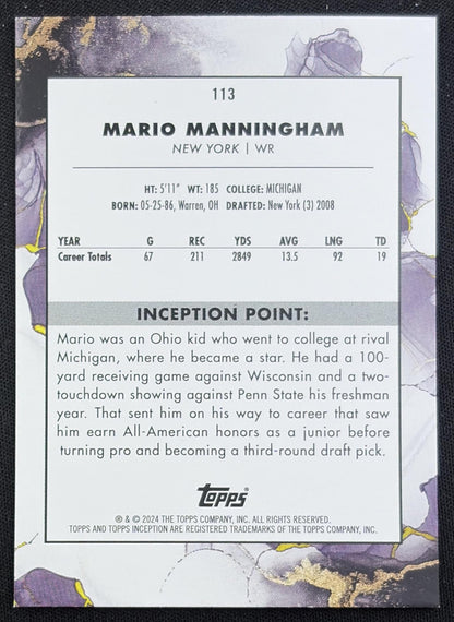 Mario Manningham 2024 Topps Inception Magenta /99 Giants