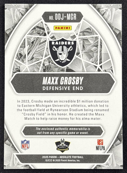 Maxx Crosby 2025 Panini Absolute Draft Diamonds Jersey Raiders