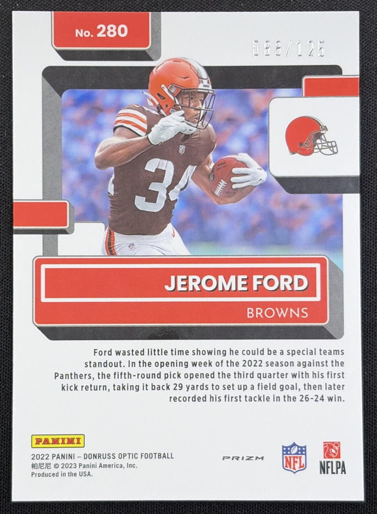 Jerome Ford 2022 Panini Donruss Optic Silver Circles /125 Browns