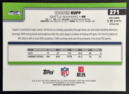 Cooper Kupp 2025 Topps Chrome Refractor Seahawks Football