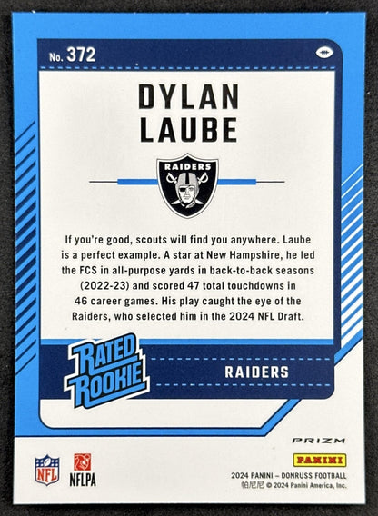 Dylan Laube 2024 Panini Donruss Optic Pink Preview Raiders Sports Trading Cards