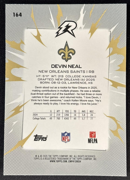 Devin Neal 2025 Topps Resurgence Saints Sports Trading Cards