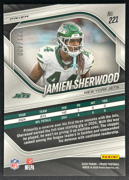 Jamien Sherwood 2025 Panini Prizm Pandora /400 Jets Sports Trading Cards