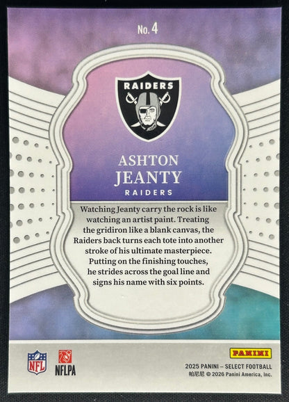 Ashton Jeanty 2025 Panini Select Certified Rookies Raiders Sports Trading Cards