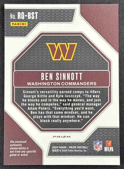 Ben Sinnott 2024 Panini Prizm Rookie Gear Neon Green Pulsar Commanders