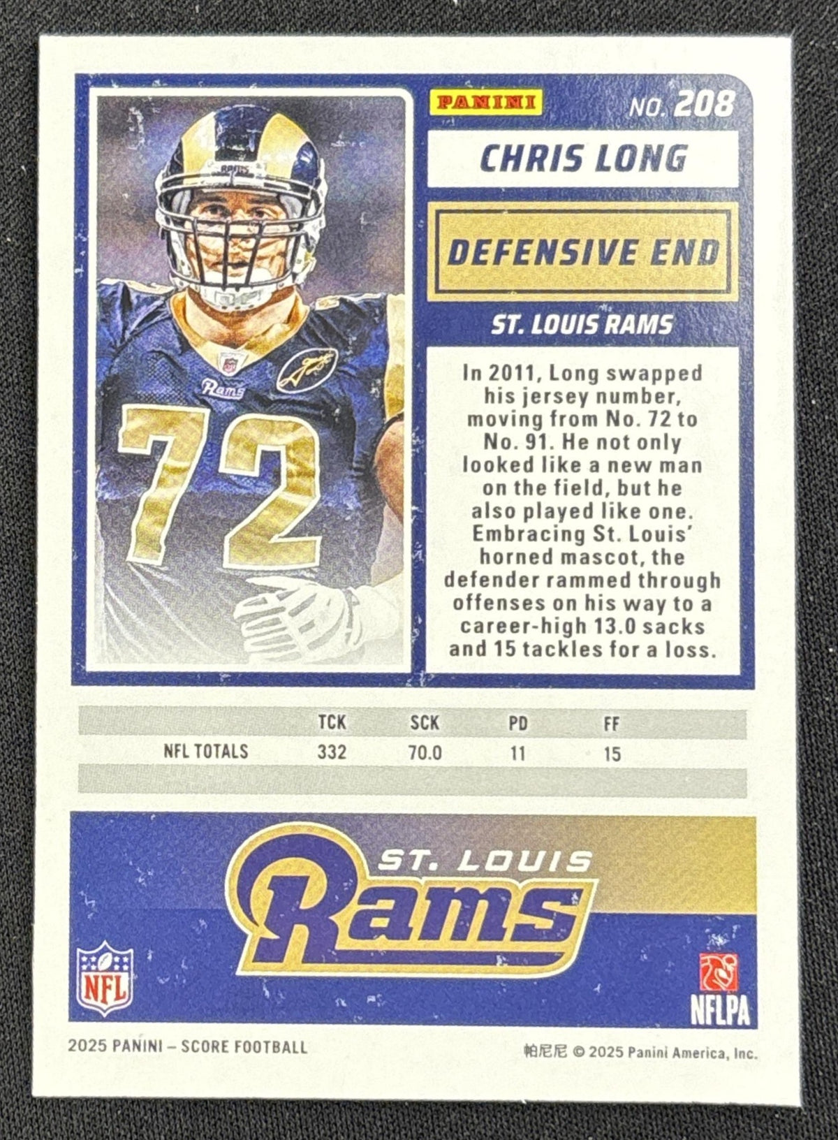 Chris Long 2025 Panini Score Ellipse /399 Rams