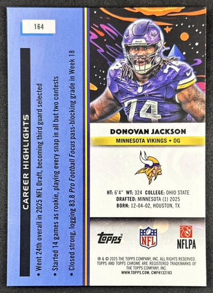 Donovan Jackson 2025 Topps Cosmic Chrome Blue Moon Refractor /99 Vikings Sports Trading Cards