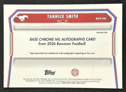 Yannick Smith 2026 Bowman Chrome Prospect Auto Refractor /499 Mustangs