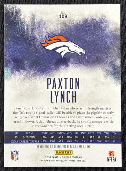 Paxton Lynch 2016 Panini Origins Rookie Auto Broncos