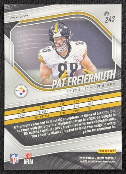 Pat Freiermuth 2025 Panini Prizm Orange /249 Steelers Sports Trading Card