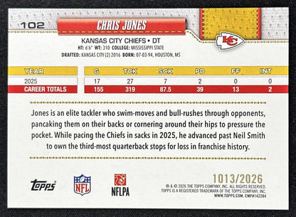 Chris Jones 2026 Topps Flagship Gold /2026 Chiefs