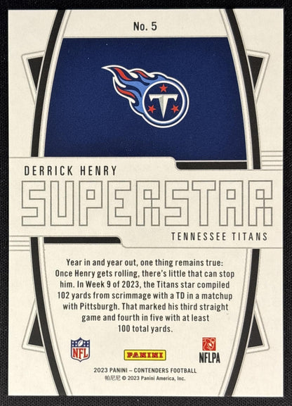 Derrick Henry 2023 Panini Contenders Superstar Die Cuts Titans back