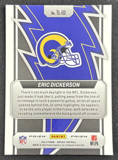 Eric Dickerson 2023 Panini Mosaic Thunder Lane Mosaic Green Rams