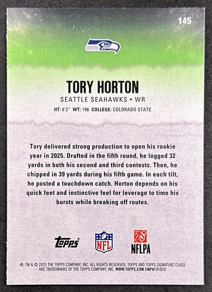 Tory Horton 2025 Topps Signature Class Rookie Blue & Yellow Foil Seahawks