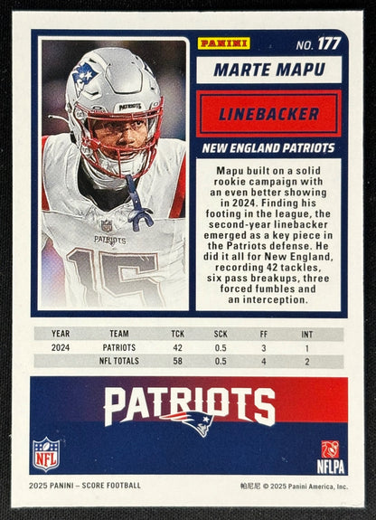 Marte Mapu 2025 Score Cubic /185 Patriots - Back image
