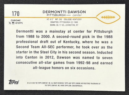 Dermontti Dawson 2024 Topps Chrome Yellow Geometric Refractor /75 Steelers