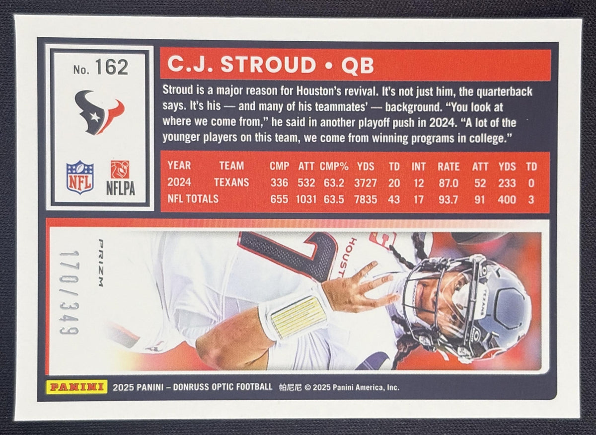 C.J. Stroud 2025 Panini Donruss Optic Aqua Prizm /349 Texans