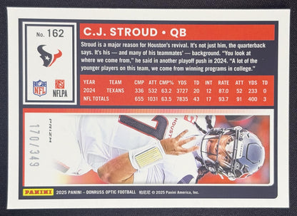 C.J. Stroud 2025 Panini Donruss Optic Aqua Prizm /349 Texans