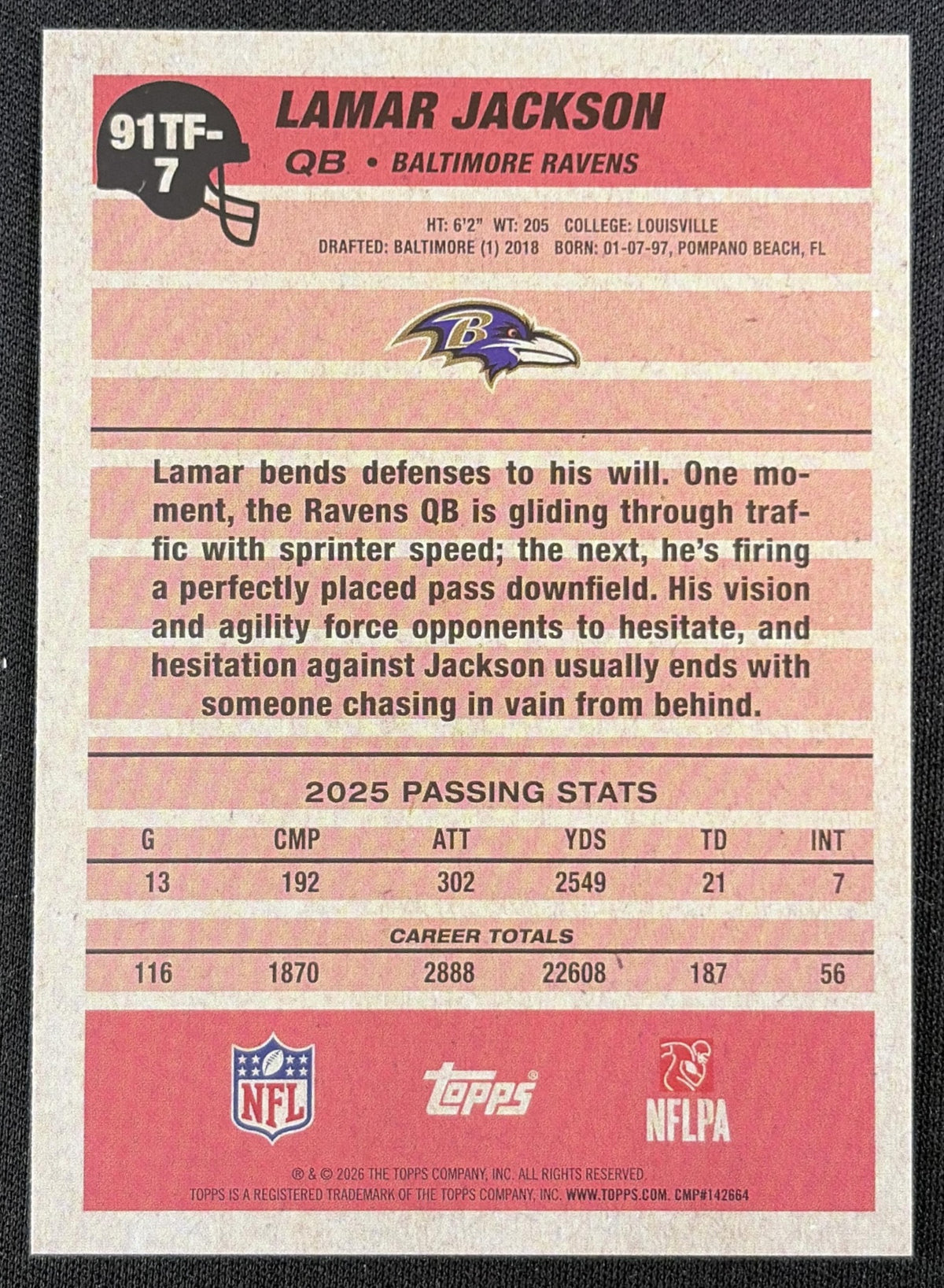 Lamar Jackson 2026 Topps 1991 Crackle Foil Ravens