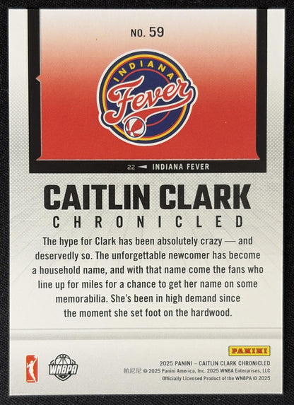 Caitlin Clark 2025 Panini Chronicled Life Style Fever 59 Sports Trading Card