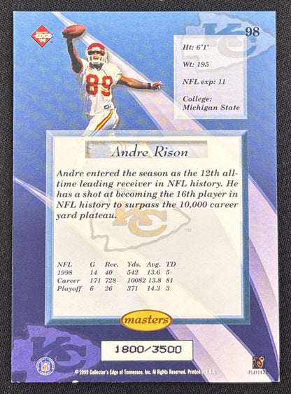 Andre Rison 1999 Collector's Edge Masters HoloSilver /3500 Chiefs