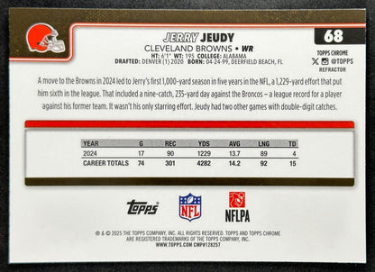 Jerry Jeudy 2025 Topps Chrome Refractor Browns Sports Trading Cards