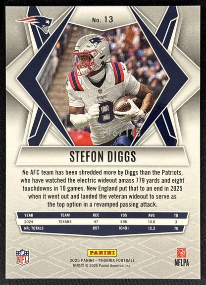 Stefon Diggs 2025 Panini Phoenix Green Hyper Prizm /149 Patriots back