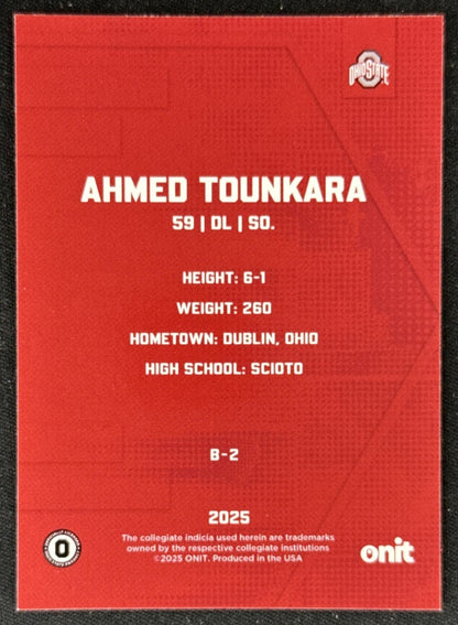 Ahmed Tounkara 2025 ONIT Athlete Ohio State Buckeyes Sports Trading Card