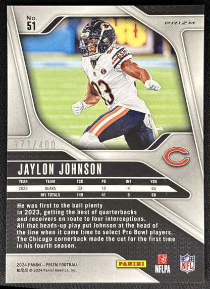 Jaylon Johnson 2024 Panini Prizm Pandora /400 Bears Sports Trading Card