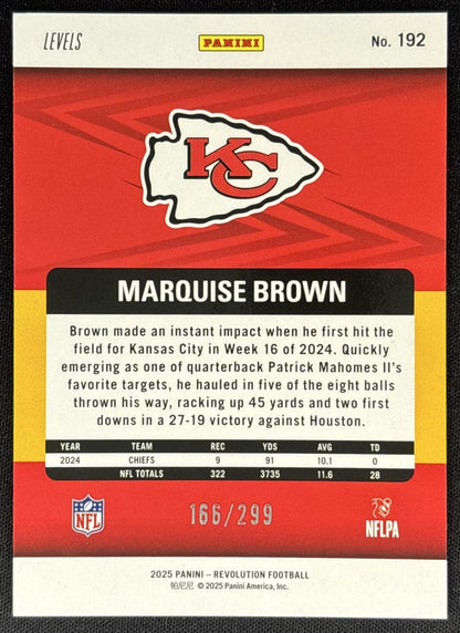 Marquise Brown 2025 Panini Revolution Orange Levels /299 Chiefs Sports Trading Cards
