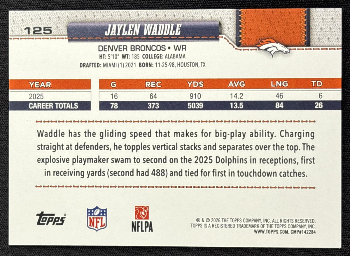 Jaylen Waddle 2026 Topps Crackle Broncos