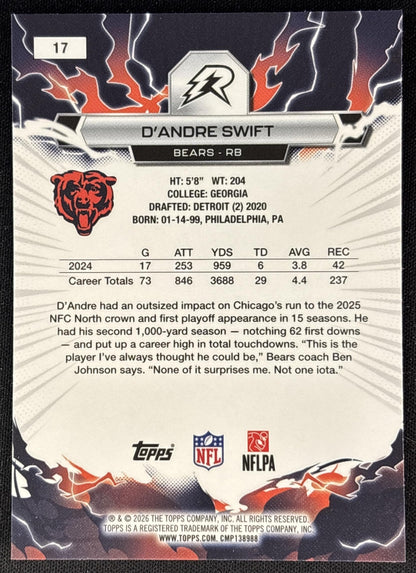 D'Andre Swift 2025 Topps Resurgence Bears Chicago Bears back