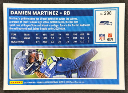 Damien Martinez 2025 Donruss Optic Rated Rookie Seahawks Sports Trading Card