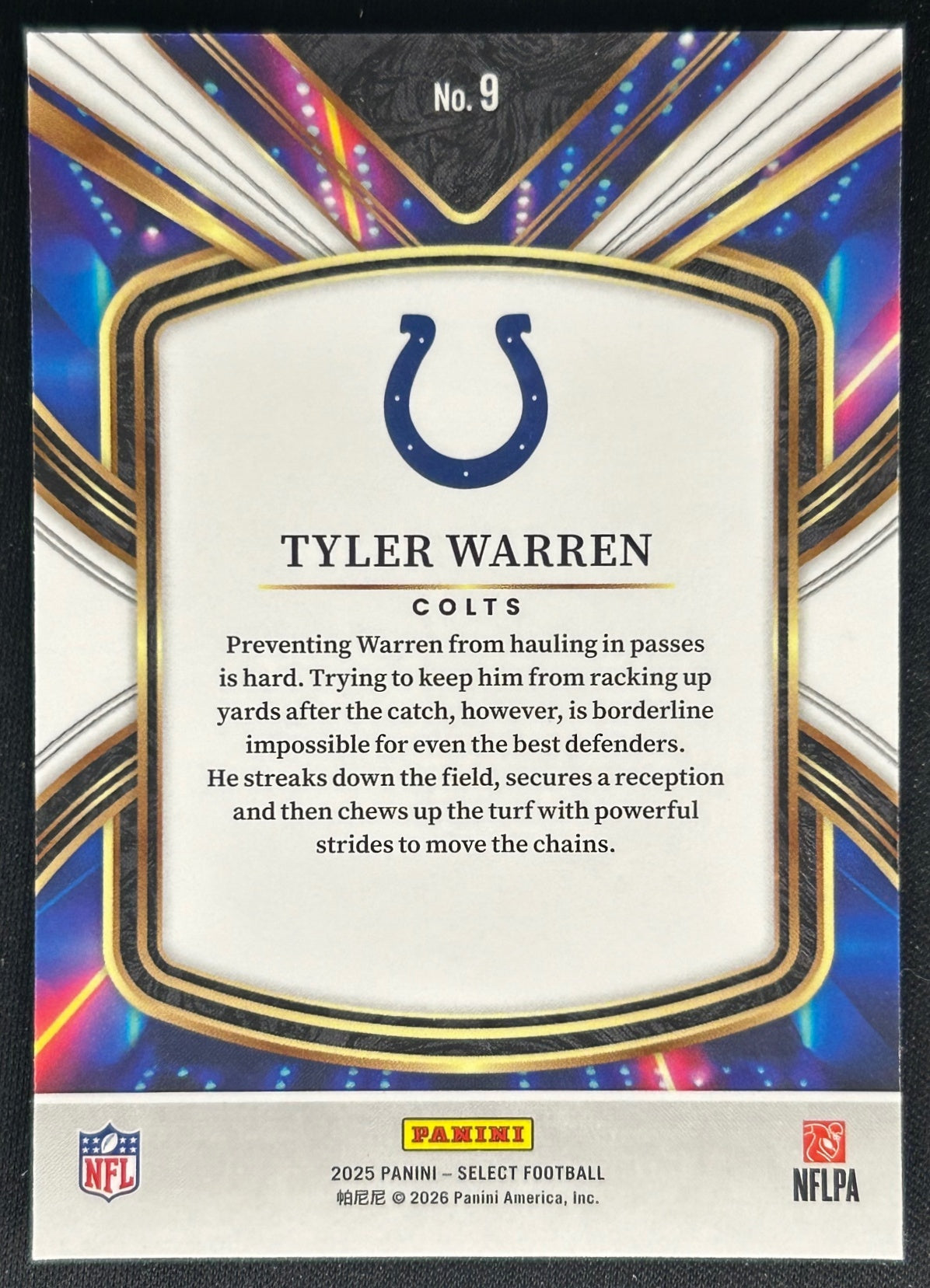 Tyler Warren 2025 Panini Select Future Colts Sports Trading Cards