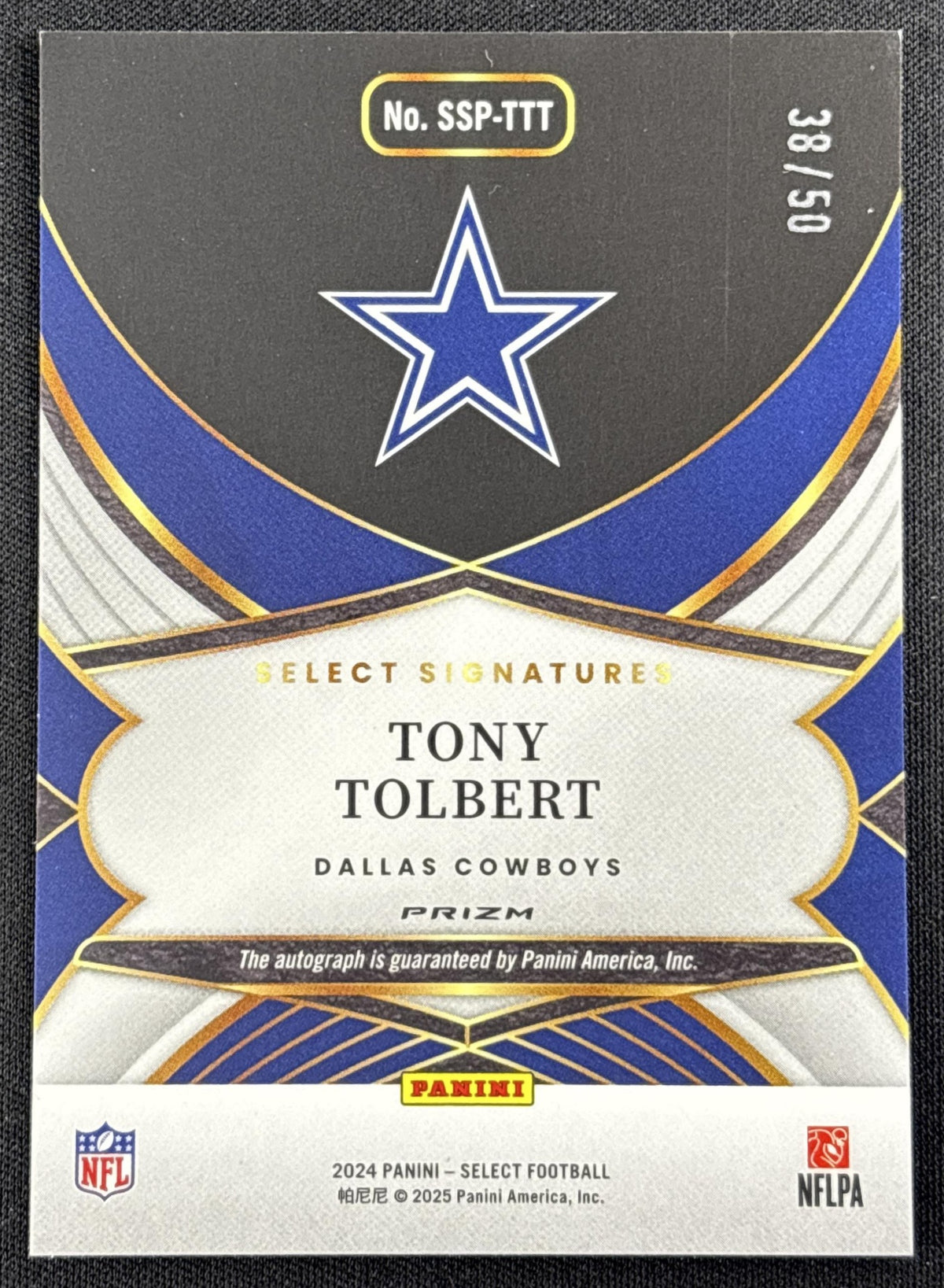 Tony Tolbert 2024 Panini Select Signatures White Prizm /50 Cowboys