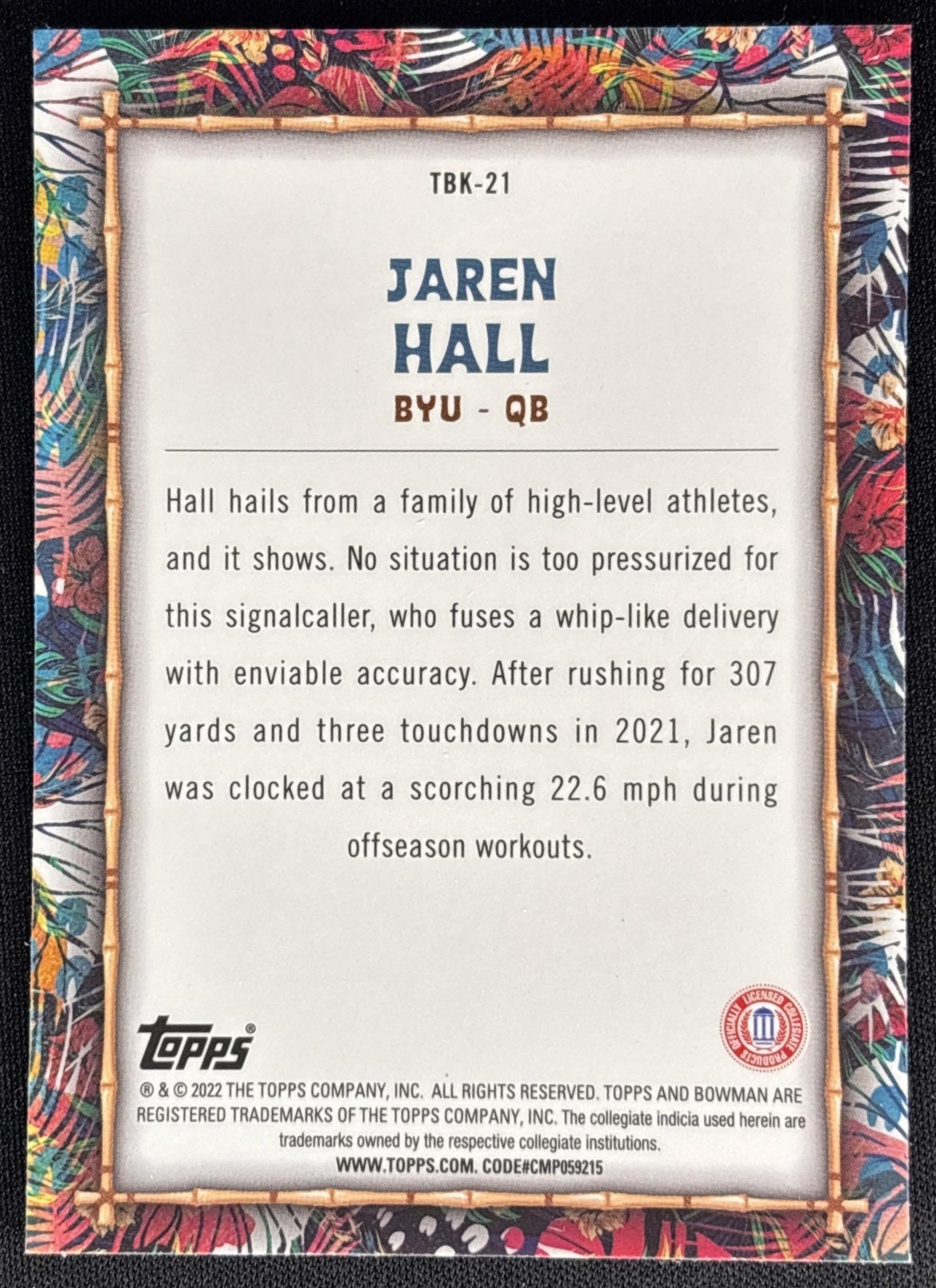 Jaren Hall 2022 Bowman University Chrome The Big Kahuna