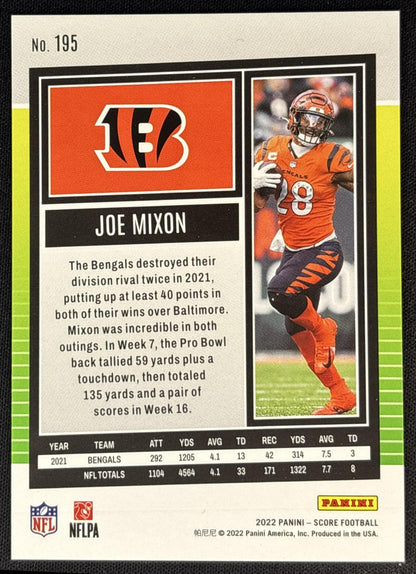 Joe Mixon 2022 Panini Score Spokes /125 Bengals