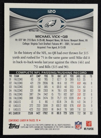 Michael Vick 2012 Topps Chrome Xfractors Eagles