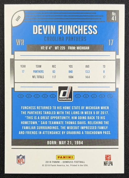 Devin Funchess 2018 Panini Donruss Press Proof Grey Panthers Carolina Panthers