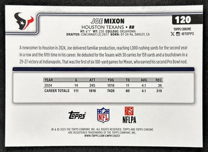 Joe Mixon 2025 Topps Chrome Football Leather Refractor Texans