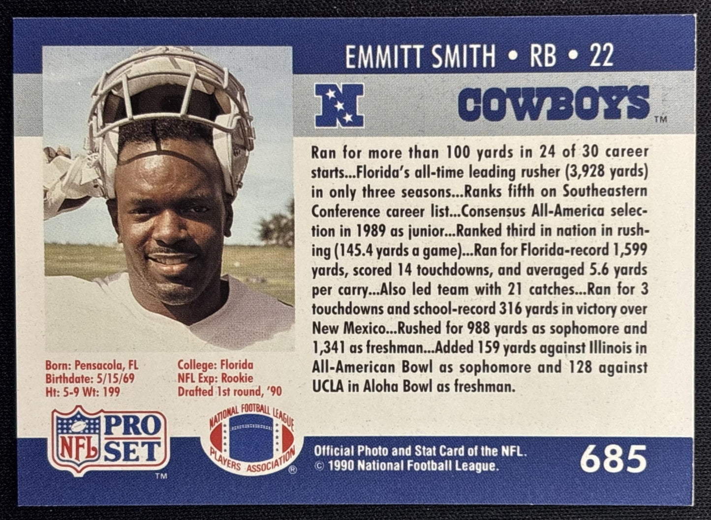 Emmitt Smith 1990 Pro Set Cowboys - Dallas Cowboys