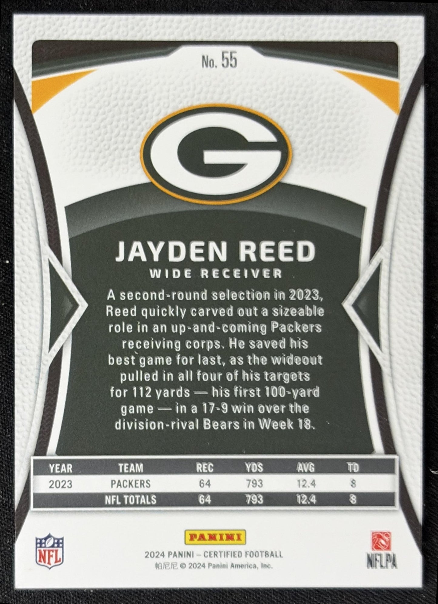 Jayden Reed 2024 Panini Certified Bronze Mirror /275 Packers