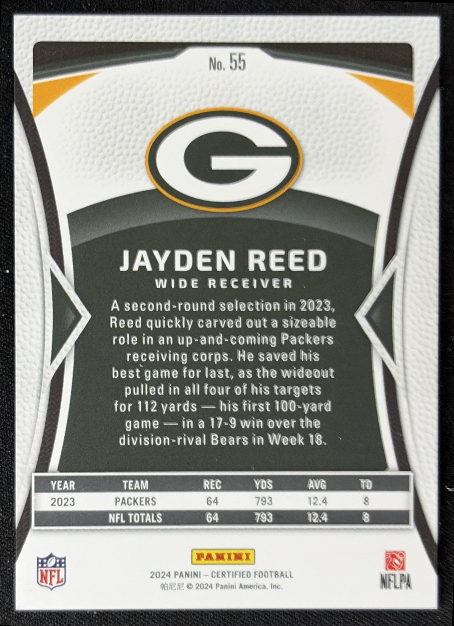 Jayden Reed 2024 Panini Certified Bronze Mirror /275 Packers