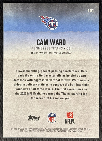 Cam Ward 2025 Topps Signature Class Rookie Titans Sports Trading Cards