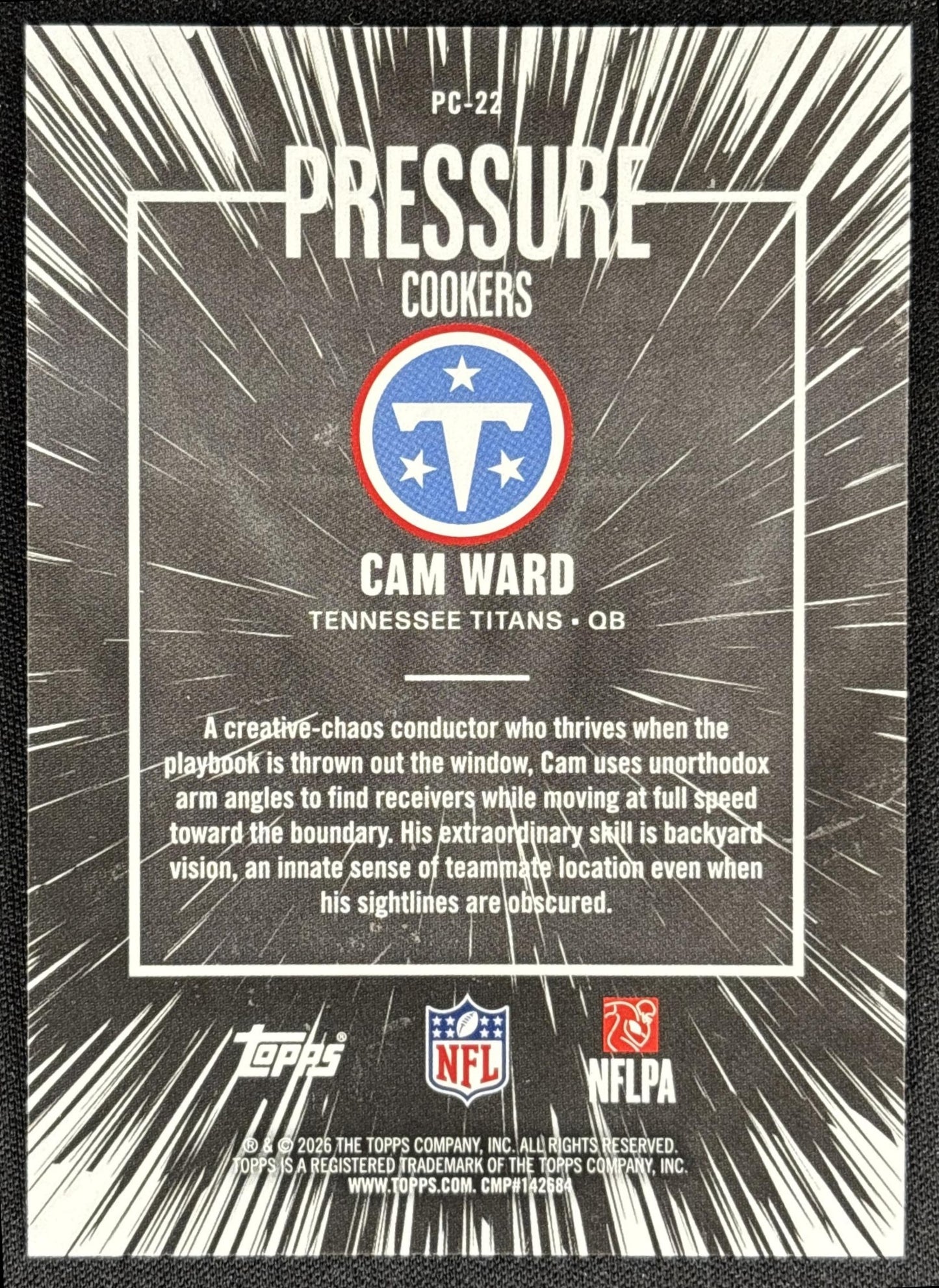 Cam Ward 2026 Topps Pressure Cookers Titans