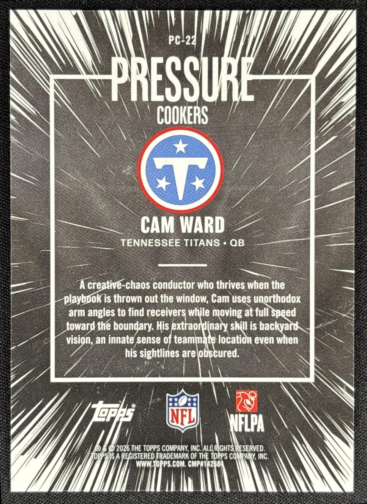Cam Ward 2026 Topps Pressure Cookers Titans