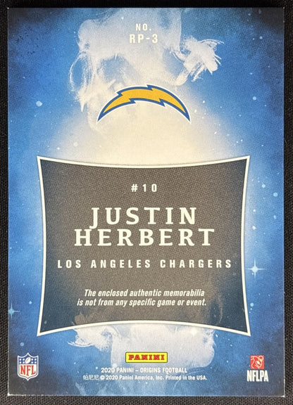 Justin Herbert 2020 Panini Origins Rookie Patches /199 Chargers Sports Trading Card