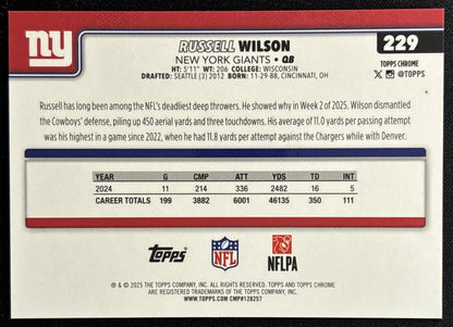 Russell Wilson 2025 Topps Chrome Orange Glitter Giants